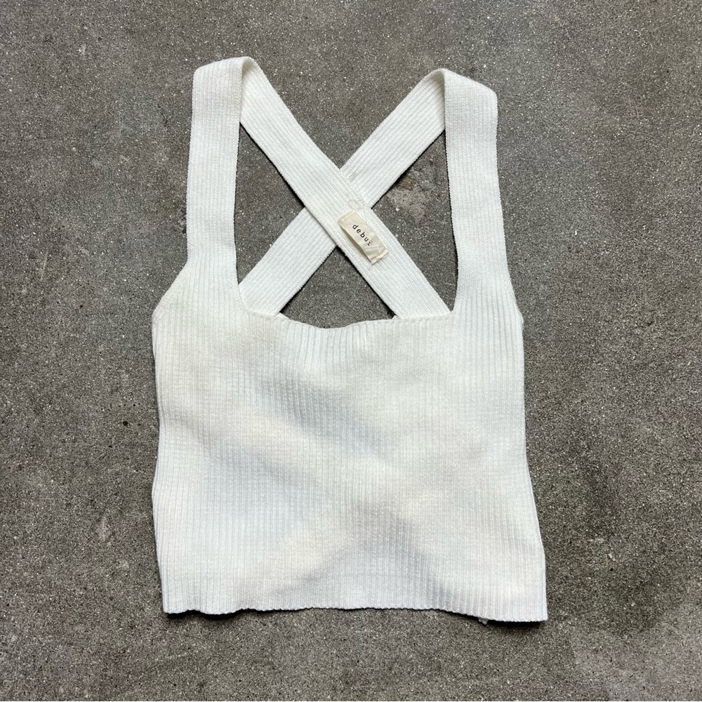 White Knit Crisscross Crop Top🤍✨
